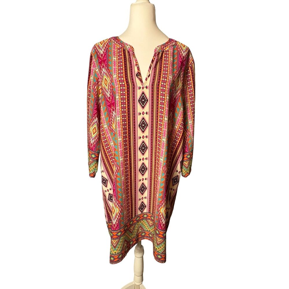 GIBSON LATIMER Aztec Geometric Print Boho Dress XL EUC